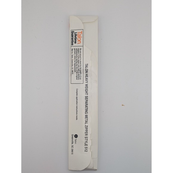 Vintage Talon Heavyweight Separating Metal Zipper 18 in. White Style 512 NOS - Picture 2 of 2